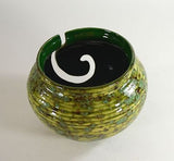 Yarn Bowl Knitting Crochet Pottery Style Pagoda Green