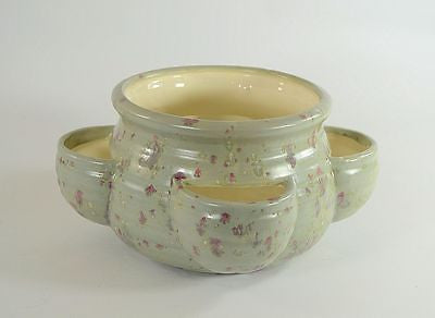 Strawberry Jar Pot Planter Ceramic Gray and Pink