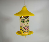 Witchy Face Bird Seed Feeder Yellow Hand Painted Ceramic