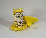 Witchy Face Bird Seed Feeder Yellow Hand Painted Ceramic