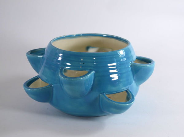 Strawberry Jar Pot Planter Ceramic Blue