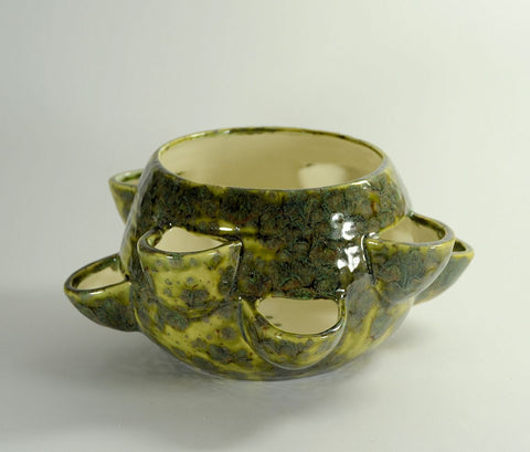 Strawberry Jar Pot Planter Ceramic Pagoda Green
