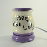 Electric Tart Burner Oil Warmer Crazy Cat Lady Handmade Ceramic